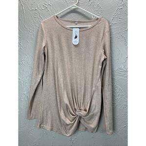 Sampeel Twist Knot Long Sleeve Top Draped Slouchy Womens Size Medium NWT